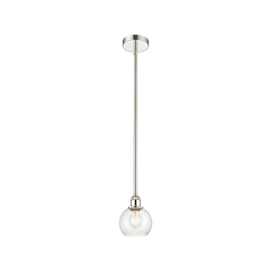 Innovations Athens 6in 1-Light Mini Pendant | Industrial Polished Nickel Steel and Seedy Glass | Kitchen Island & Dining Room | Model 616-1S-PN-G124-6