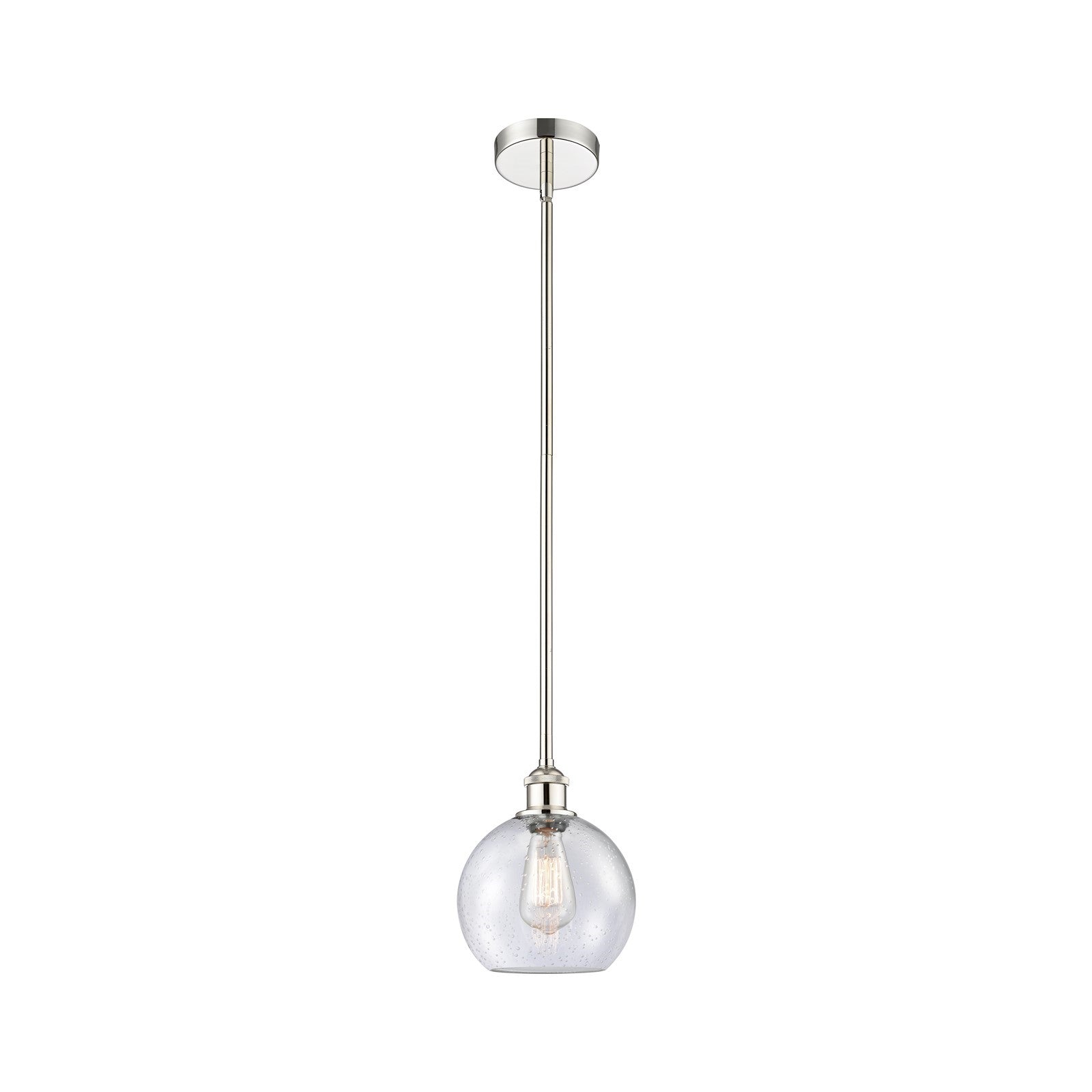 Innovations Athens 8in 1-Light Mini Pendant | Industrial Polished Nickel Steel and Seedy Glass | Kitchen Island & Dining Room | 8 | Model 616-1S-PN-G124-8