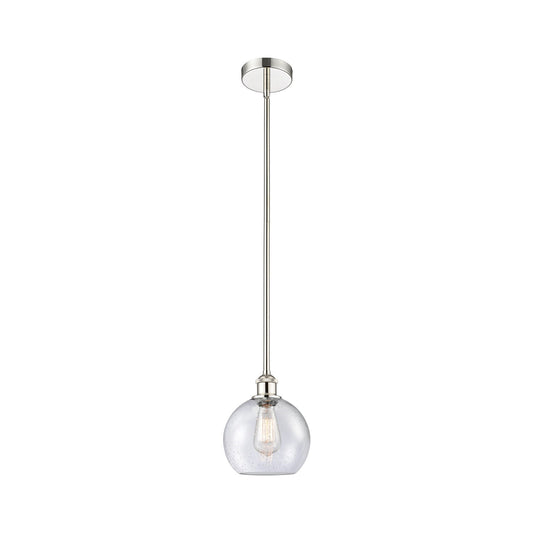 Innovations Athens 8in 1-Light Mini Pendant | Industrial Polished Nickel Steel and Seedy Glass | Kitchen Island & Dining Room | 8 | Model 616-1S-PN-G124-8