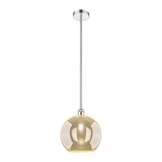 Innovations Athens 12in 1-Light Mini Pendant | Industrial Polished Nickel and Mercury Glass | Kitchen Island & Dining Room | Model 616-1S-PN-G128-12