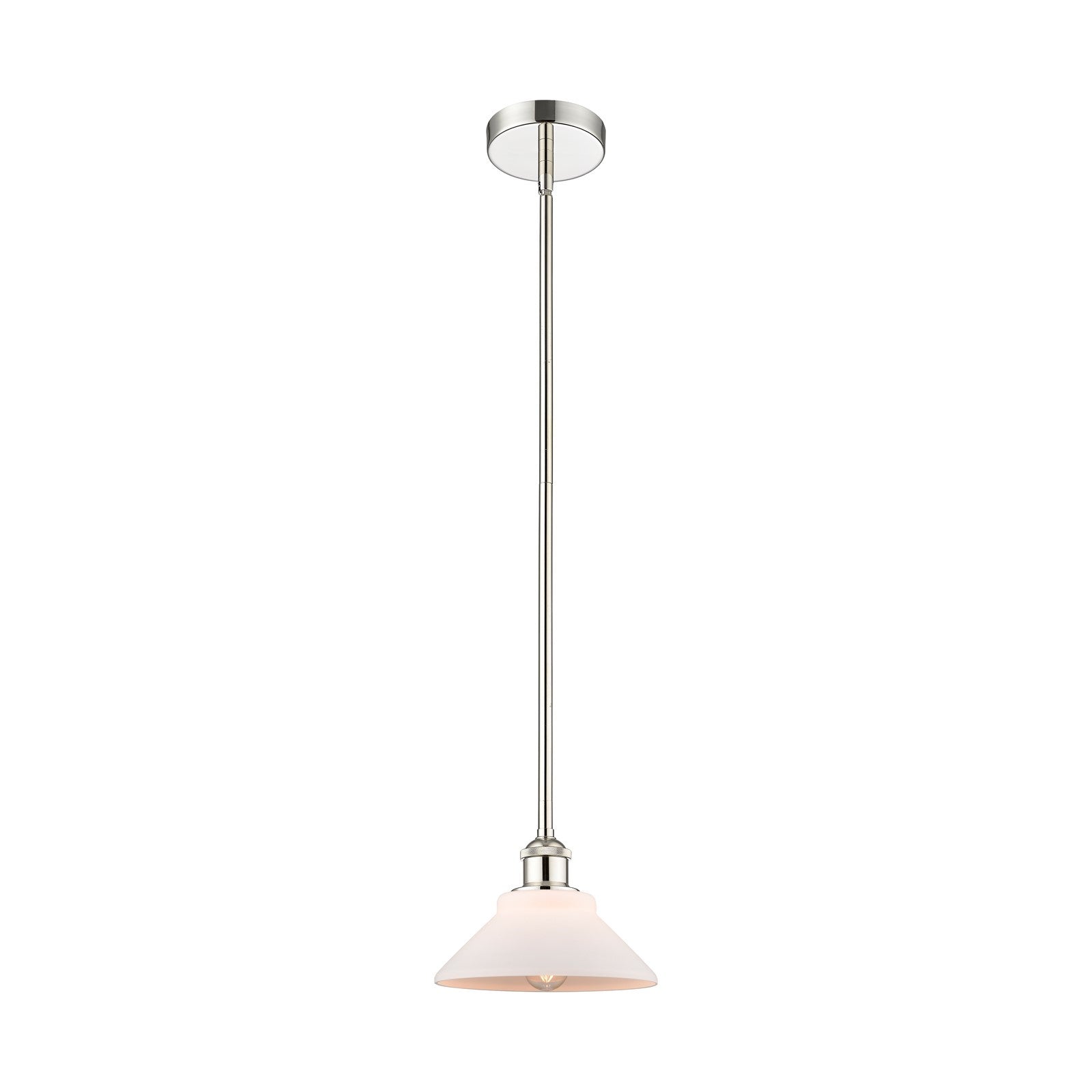 Innovations Orwell 8.38in 1-Light Mini Pendant | Industrial Polished Nickel Steel and Matte White Glass | Kitchen Island | 8.38 | Model 616-1S-PN-G131-LED
