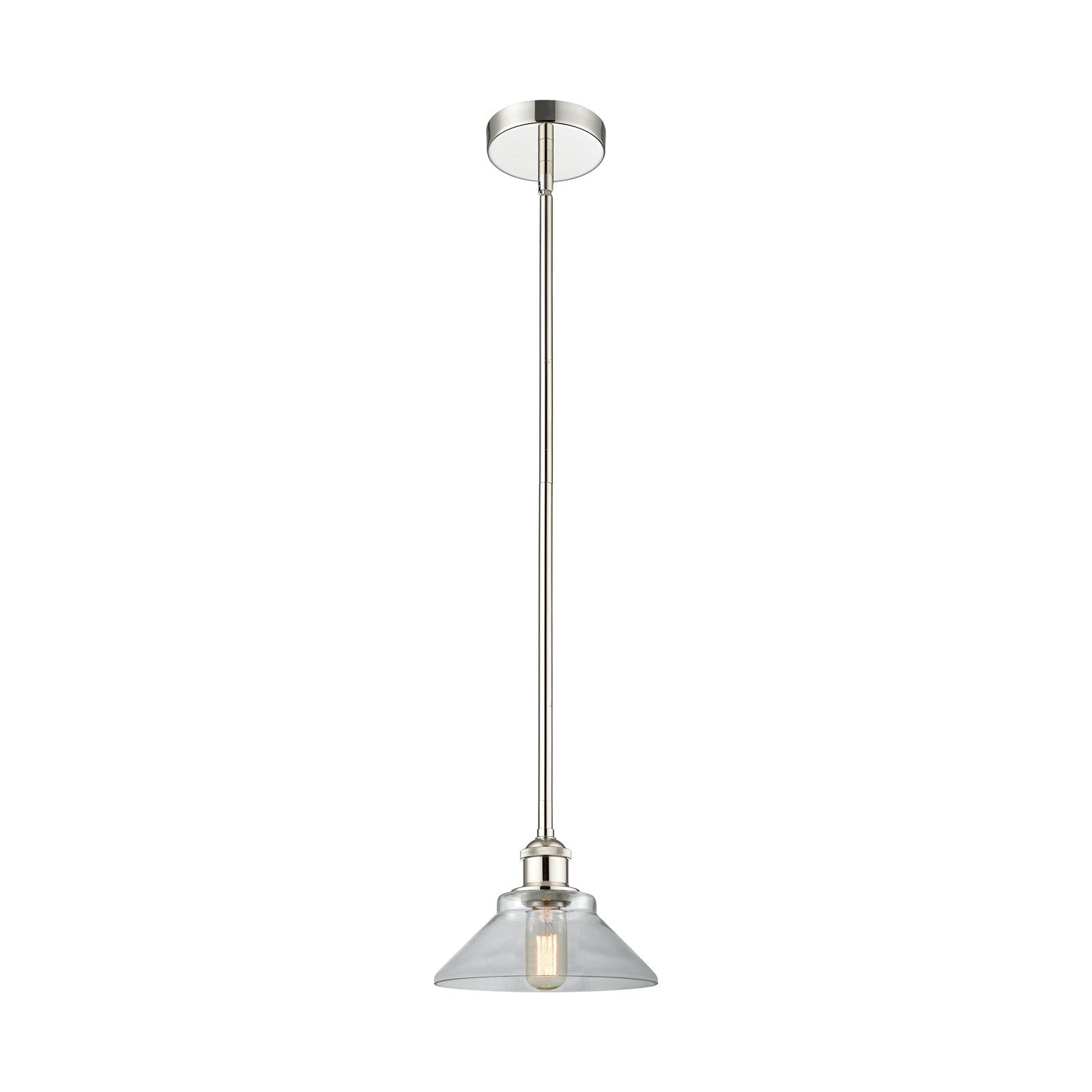 Innovations Orwell 8.38in 1-Light Mini Pendant | Industrial Polished Nickel Steel and Clear Glass | Kitchen Island & Dining Room | Model 616-1S-PN-G132