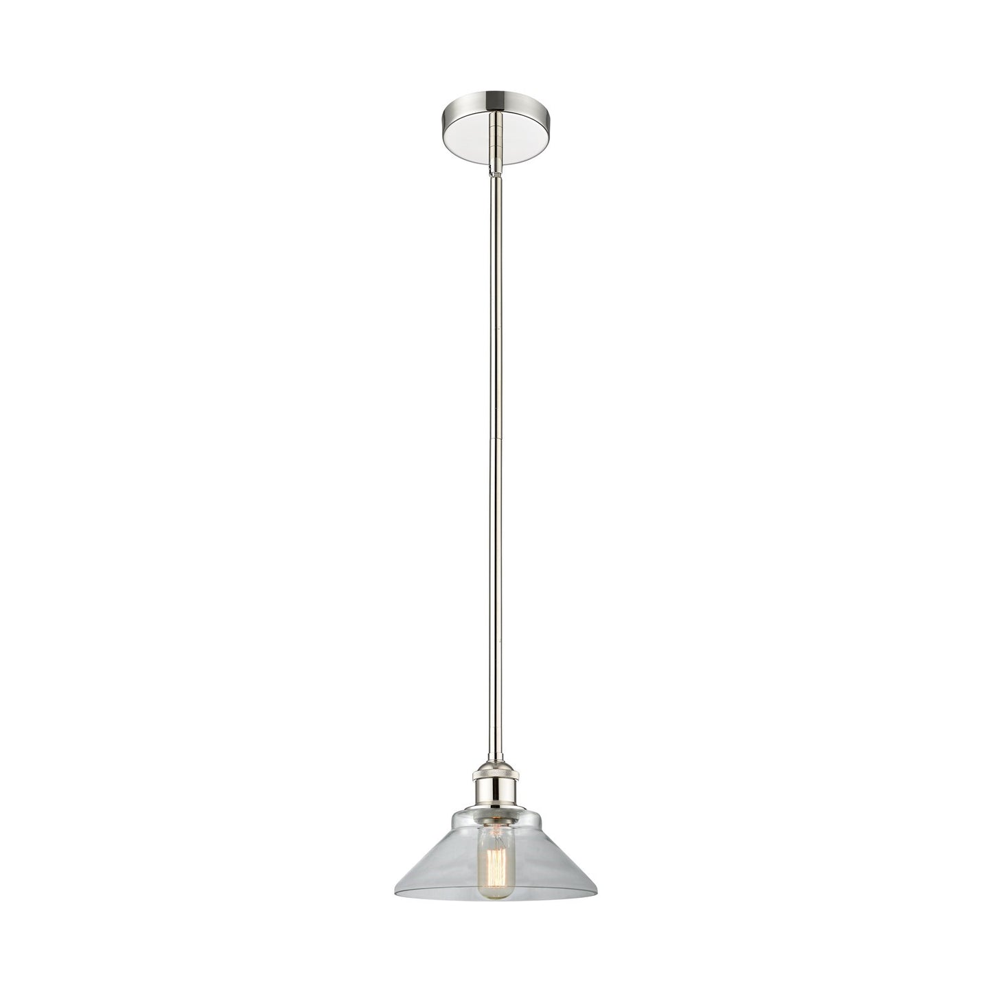 Innovations Orwell 8.38in 1-Light Mini Pendant | Industrial Polished Nickel Steel and Clear Glass | Kitchen Island & Dining Room | Model 616-1S-PN-G132