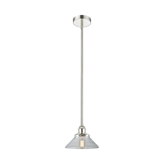 Innovations Orwell 8in 1-Light Mini Pendant | Industrial Polished Nickel Steel and Clear Glass | Kitchen Island & Dining Room | Model 616-1S-PN-G132-LED