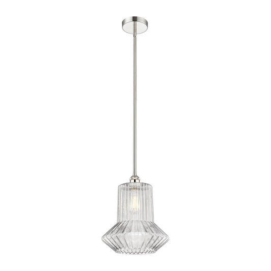 Innovations Springwater 12in 1-Light Mini Pendant | Art Nouveau Polished Nickel and Clear Fluted Glass | Kitchen Island & Dining | Model 616-1S-PN-G212