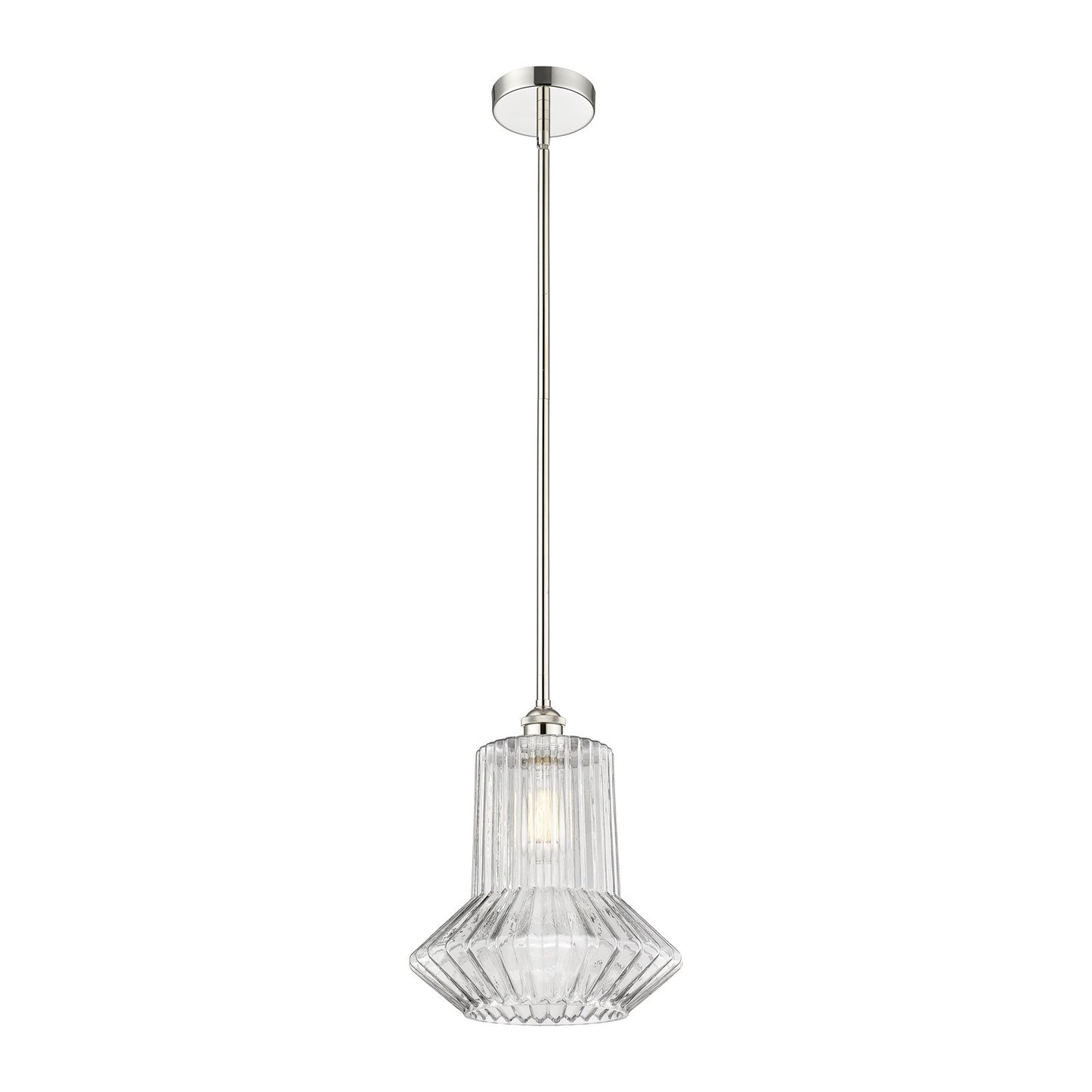 Innovations Springwater 12in 1-Light Mini Pendant | Art Nouveau Polished Nickel and Clear Fluted Glass | Kitchen Island & Dining | Model 616-1S-PN-G212