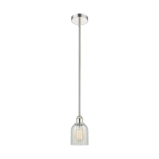 Innovations Caledonia 5in 1-Light Mini Pendant | Industrial Polished Nickel Steel and Mouchette Glass | Kitchen Island & Dining | Model 616-1S-PN-G2511