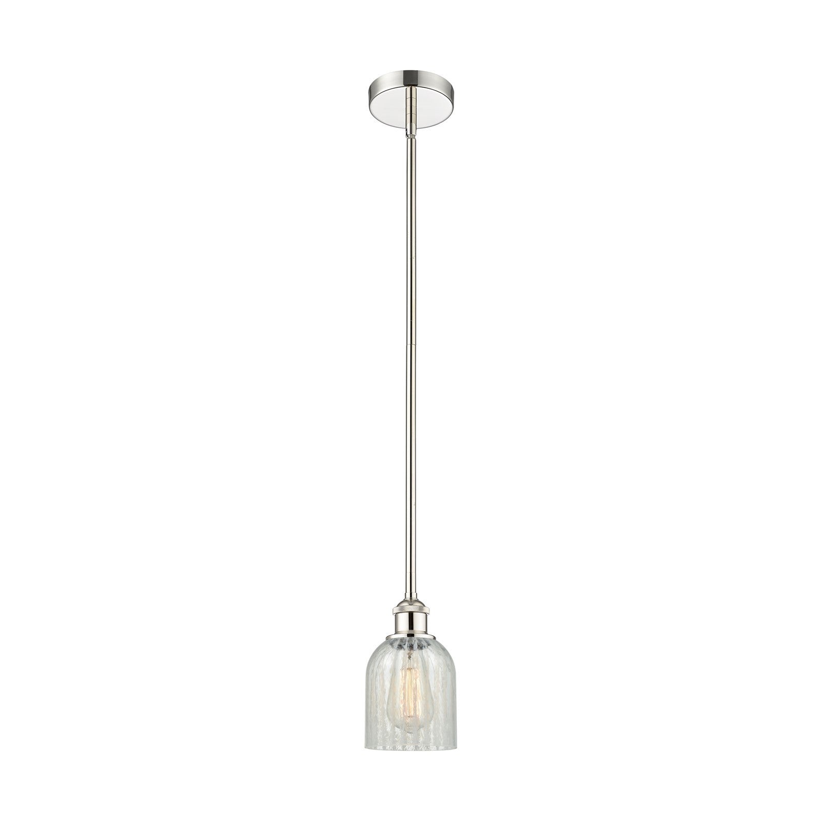 Innovations Caledonia 5in 1-Light Mini Pendant | Industrial Polished Nickel Steel and Mouchette Glass | Kitchen Island & | Model 616-1S-PN-G2511-LED
