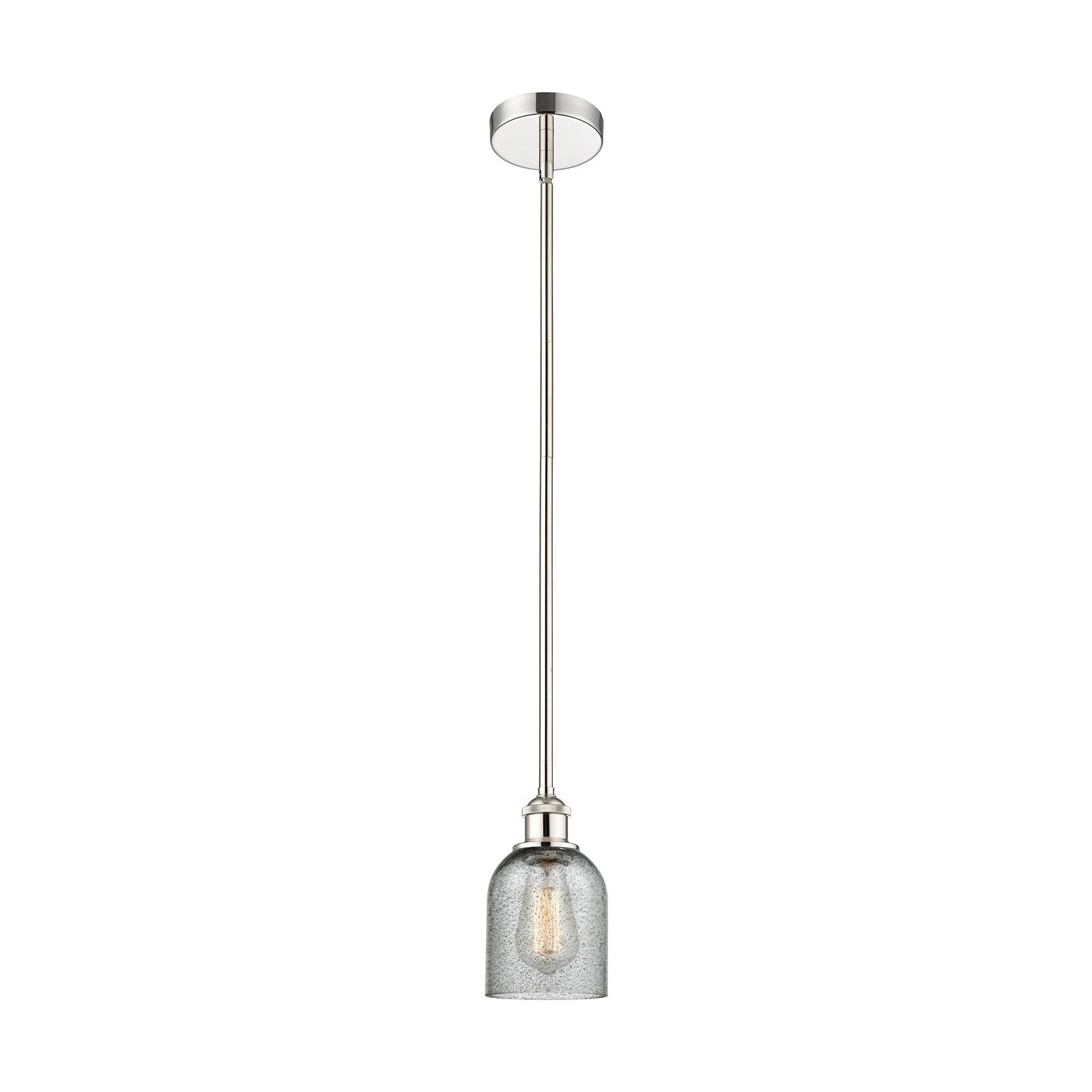 Innovations Caledonia 5in 1-Light Mini Pendant | Industrial Polished Nickel and Charcoal Glass | Kitchen Island & Dining Room | Model 616-1S-PN-G257-LED