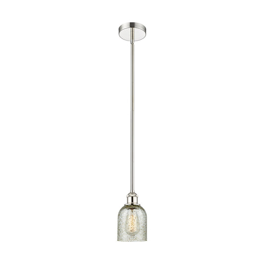 Innovations Lighting Caledonia 5in 1-Light Mini Pendant | Industrial Polished Nickel Steel and Mica Glass | Kitchen Island & Dining | Model 616-1S-PN-G259