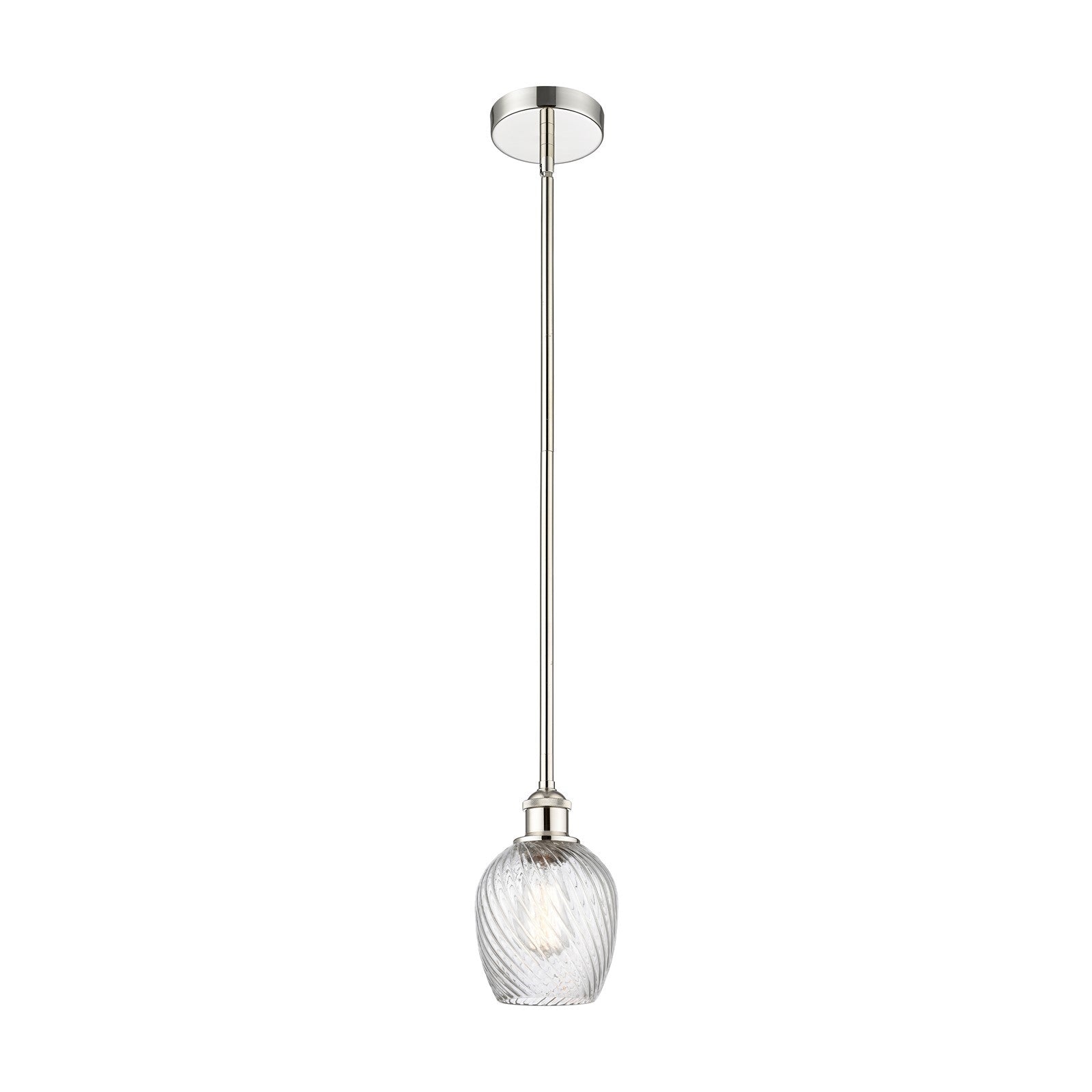 Innovations Salina 6in 1-Light Mini Pendant | Industrial Polished Nickel Steel and Clear Spiral Fluted Glass | Kitchen Island & | Model 616-1S-PN-G292