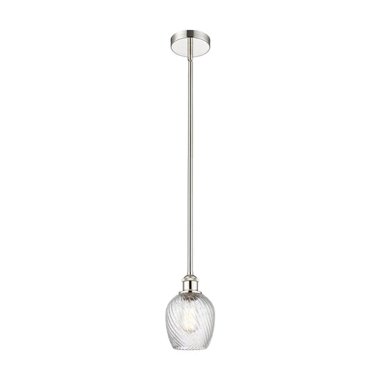 Innovations Salina 6in 1-Light Mini Pendant | Industrial Polished Nickel and Clear Spiral Fluted Glass | Kitchen Island & | Model 616-1S-PN-G292-LED