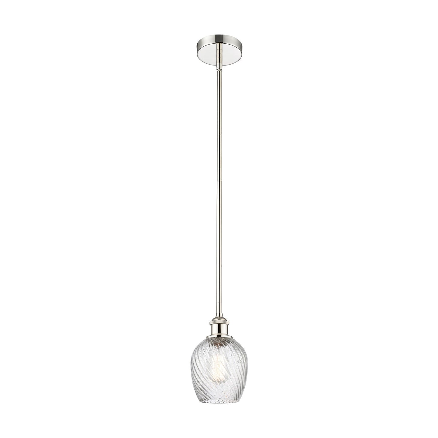 Innovations Salina 6in 1-Light Mini Pendant | Industrial Polished Nickel and Clear Spiral Fluted Glass | Kitchen Island & | Model 616-1S-PN-G292-LED