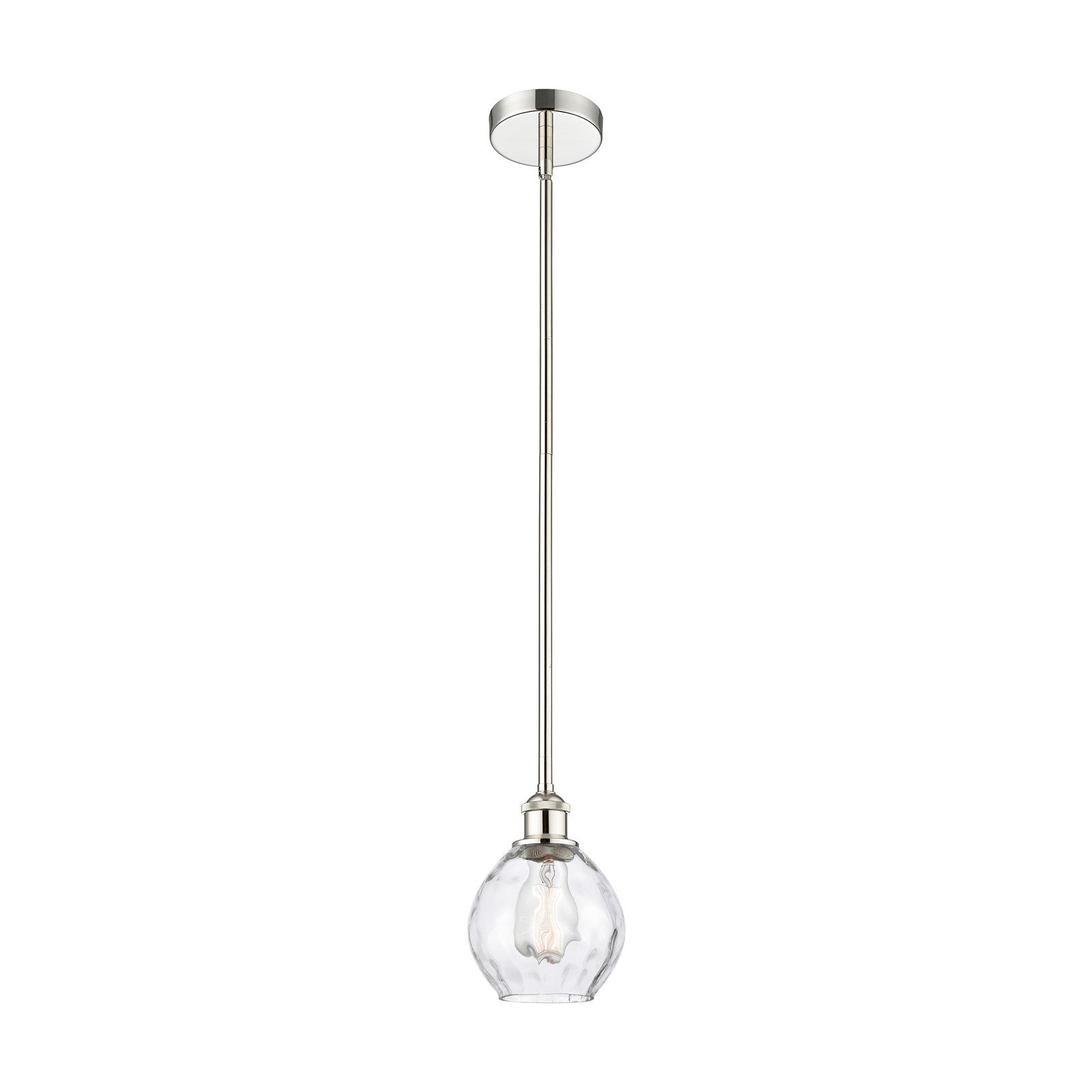 Innovations Waverly 6in 1-Light Mini Pendant | Industrial Polished Nickel Steel and Clear Water Glass | Kitchen Island & Dining | Model 616-1S-PN-G362