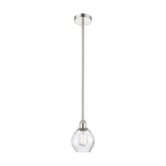 Innovations Waverly 6in 1-Light Mini Pendant | Industrial Polished Nickel Steel and Clear Water Glass | Kitchen Island & Dining | Model 616-1S-PN-G362