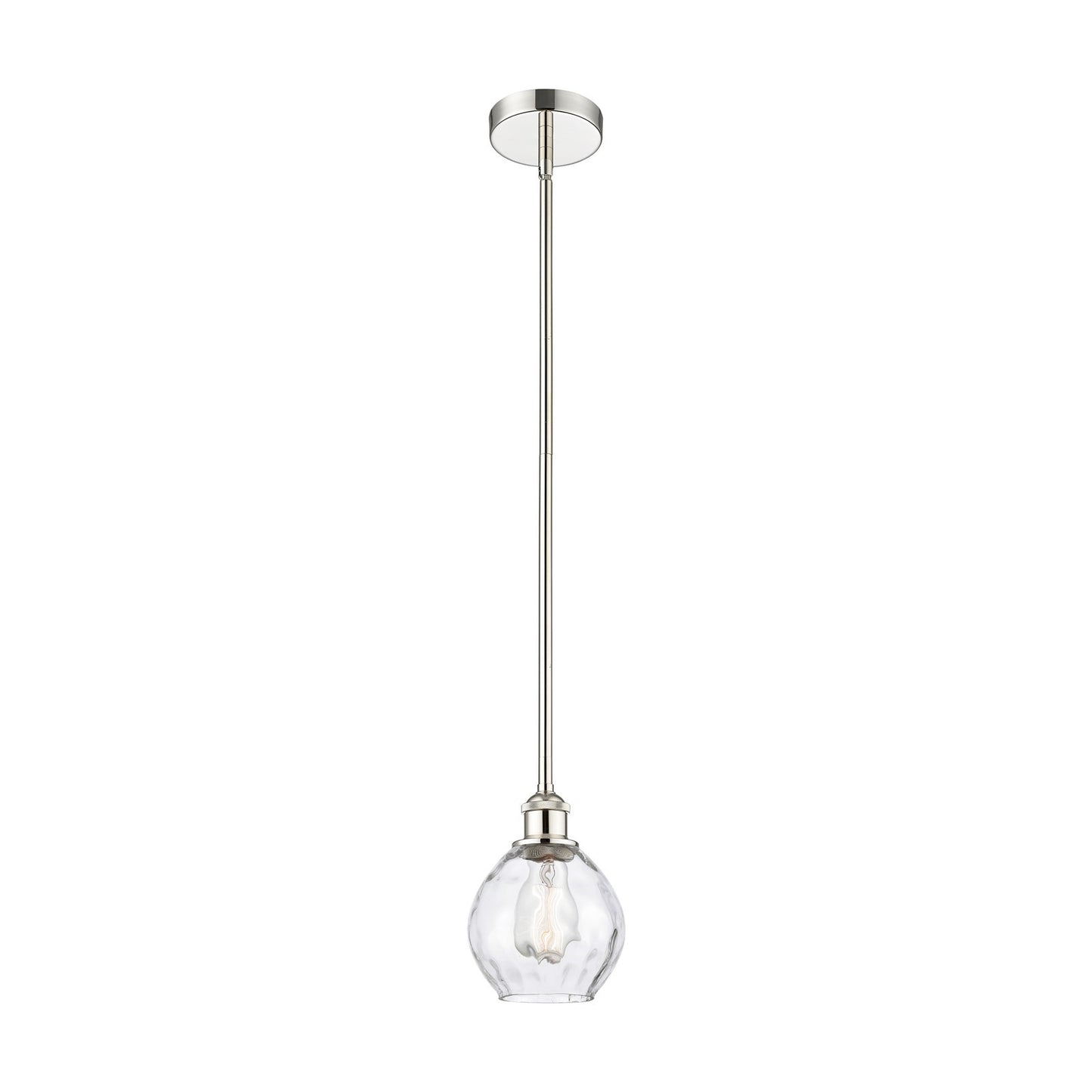 Innovations Waverly 6in 1-Light Mini Pendant | Industrial Polished Nickel Steel and Clear Water Glass | Kitchen Island & Dining | Model 616-1S-PN-G362