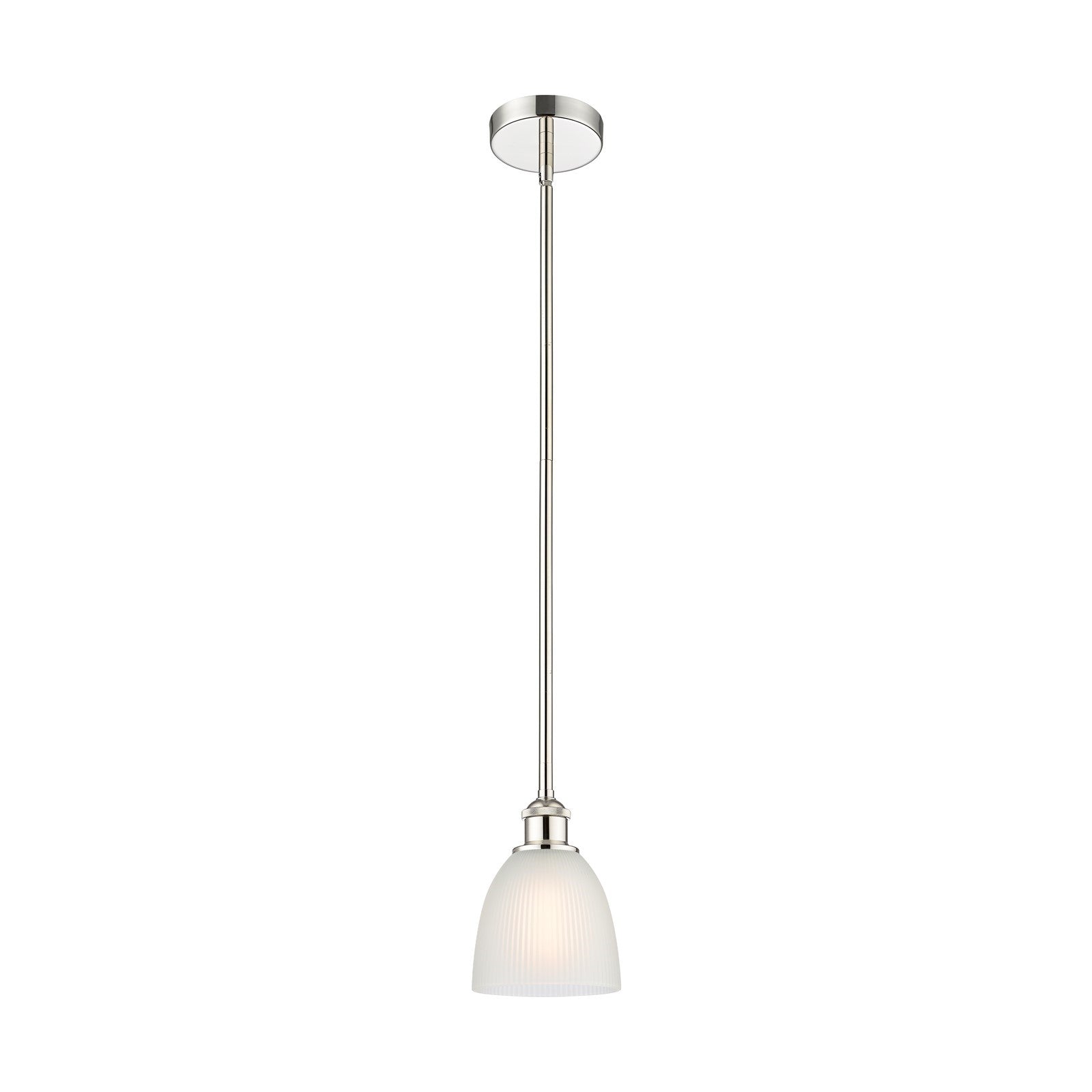 Innovations Castile 6in 1-Light Mini Pendant | Industrial Polished Nickel and White Glass | Kitchen Island & Dining Room | Model 616-1S-PN-G381-LED