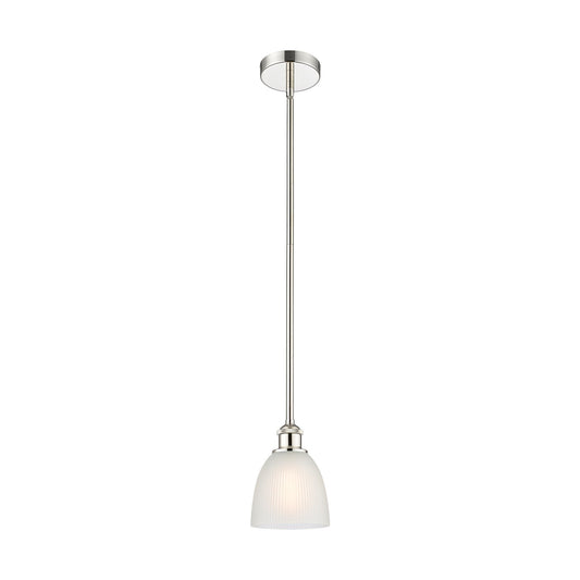 Innovations Castile 6in 1-Light Mini Pendant | Industrial Polished Nickel and White Glass | Kitchen Island & Dining Room | Model 616-1S-PN-G381-LED