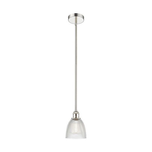 Innovations Castile 6in 1-Light Mini Pendant | Industrial Polished Nickel Steel and Clear Glass | Kitchen Island & Dining Room | Model 616-1S-PN-G382-LED