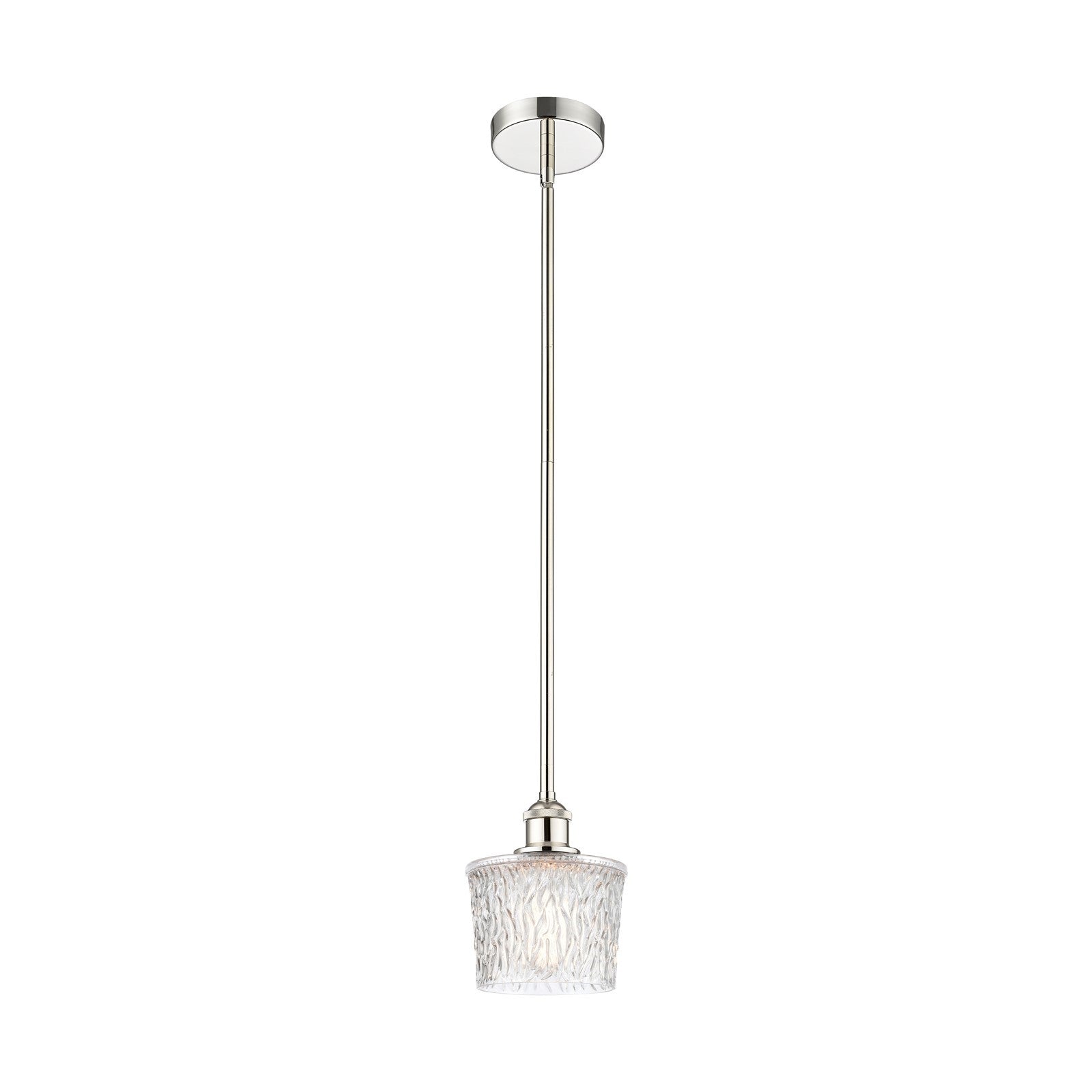 Innovations Niagara 7in 1-Light Mini Pendant | Art Nouveau Polished Nickel and Clear Textured Glass | Kitchen Island & Dining Room | Model 616-1S-PN-G402