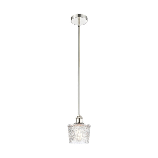 Innovations Niagara 7in 1-Light Mini Pendant | Art Nouveau Polished Nickel and Clear Textured Glass | Kitchen Island & Dining Room | Model 616-1S-PN-G402