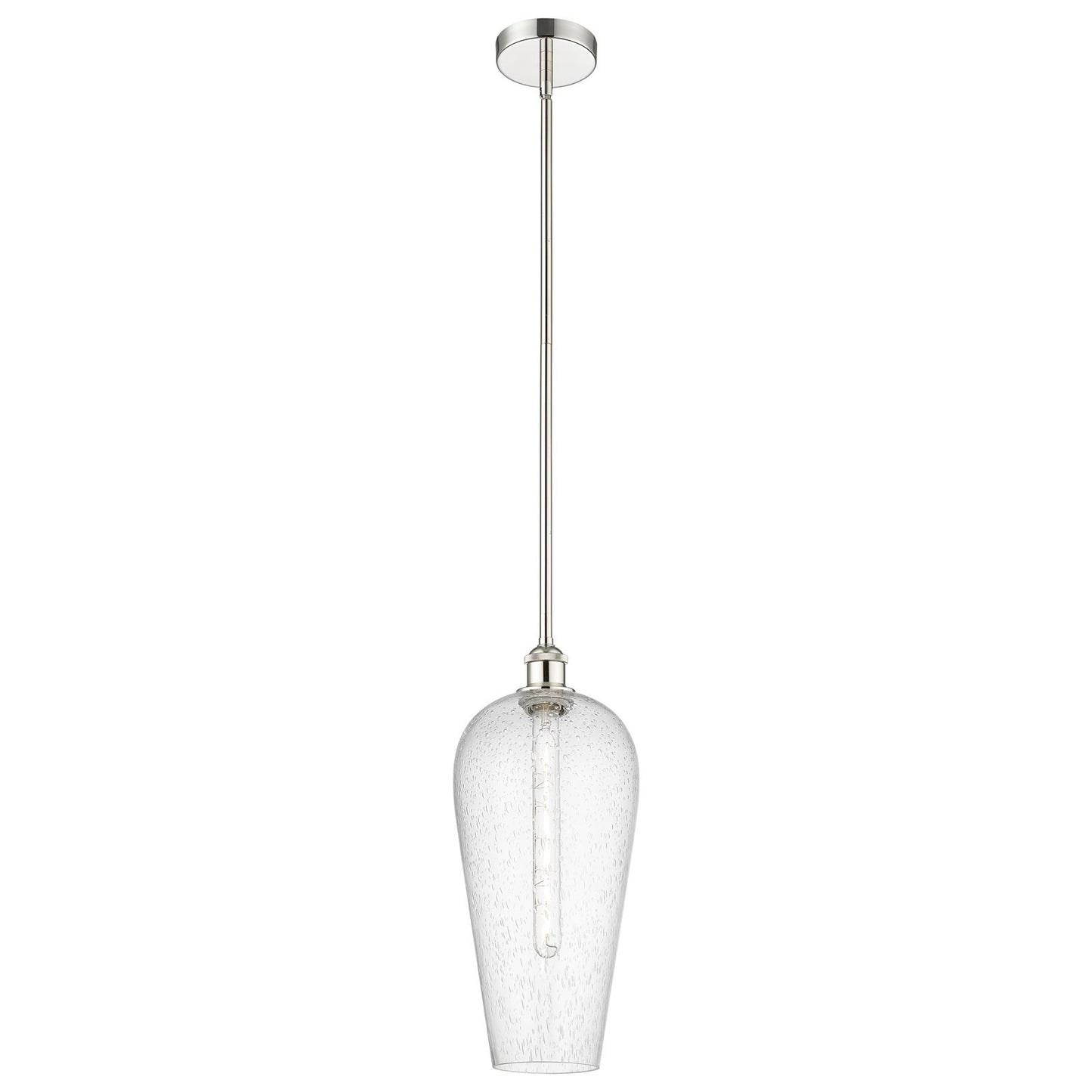 Innovations Chelsea 8in 1-Light Mini Pendant | Industrial Polished Nickel Steel and Seedy Glass | Kitchen Island & Dining Room | Model 616-1S-PN-G456-8SDY