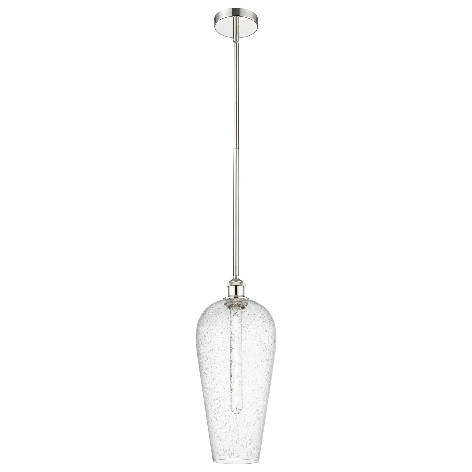 Innovations Chelsea 8in 1-Light Mini Pendant | Industrial Polished Nickel Steel and Seedy Glass | Kitchen Island & Dining Room | Model 616-1S-PN-G456-8SDY