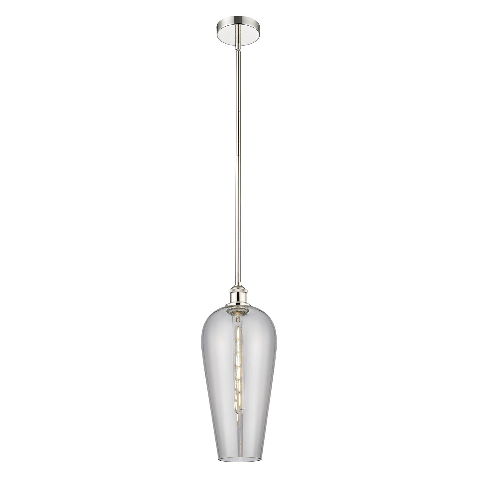 Innovations Chelsea 8in 1-Light Mini Pendant | Industrial Polished Nickel and Light Smoked Glass | Kitchen Island & Dining Room | Model 616-1S-PN-G456-8SM