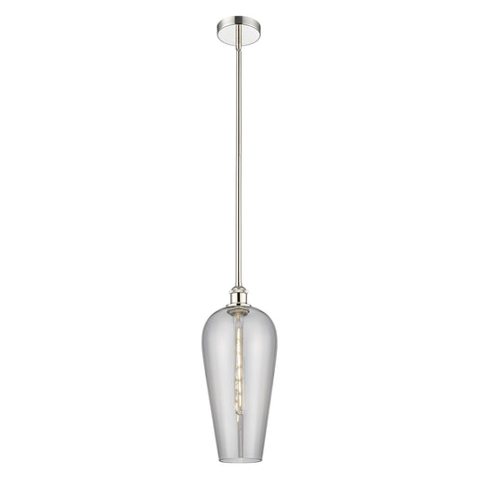 Innovations Chelsea 8in 1-Light Mini Pendant | Industrial Polished Nickel and Light Smoked Glass | Kitchen Island & Dining Room | Model 616-1S-PN-G456-8SM