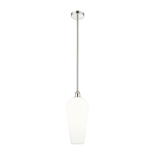 Innovations Chelsea 8in 1-Light Mini Pendant | Industrial Polished Nickel Steel and White Glass | Kitchen Island & Dining Room | Model 616-1S-PN-G456-8WH