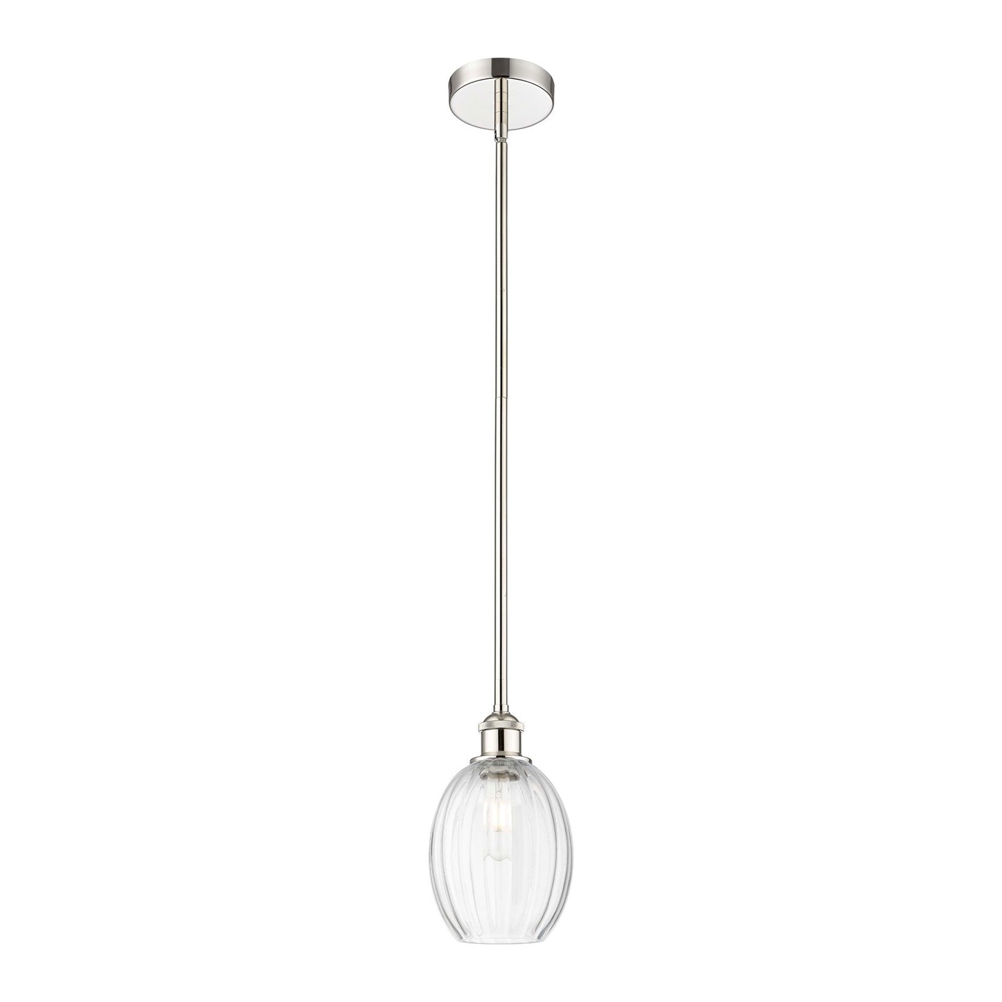 Innovations Preston Bulb 6.25in 1-Light Mini Pendant | Industrial Polished Nickel Steel and Clear Glass | Kitchen Island & | Model 616-1S-PN-G459-6CL
