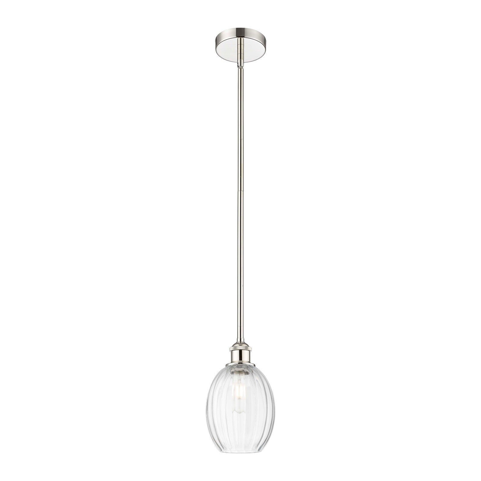 Innovations Preston Bulb 6.25in 1-Light Mini Pendant | Industrial Polished Nickel Steel and Clear Glass | Kitchen Island & | Model 616-1S-PN-G459-6CL