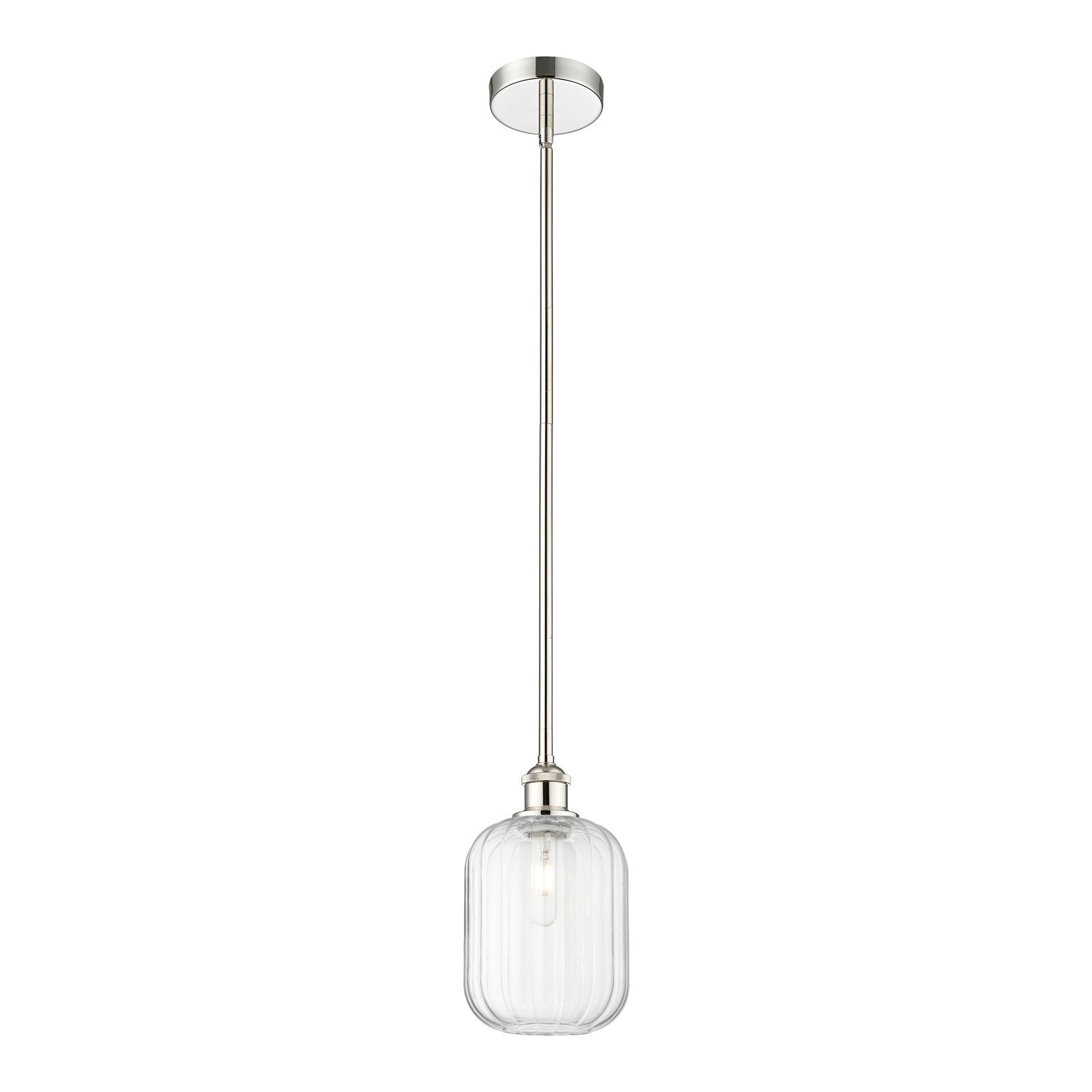 Innovations Preston Cylinder 7in 1-Light Mini Pendant | Industrial Polished Nickel Steel and Clear Glass | Kitchen Island & | Model 616-1S-PN-G460-7CL