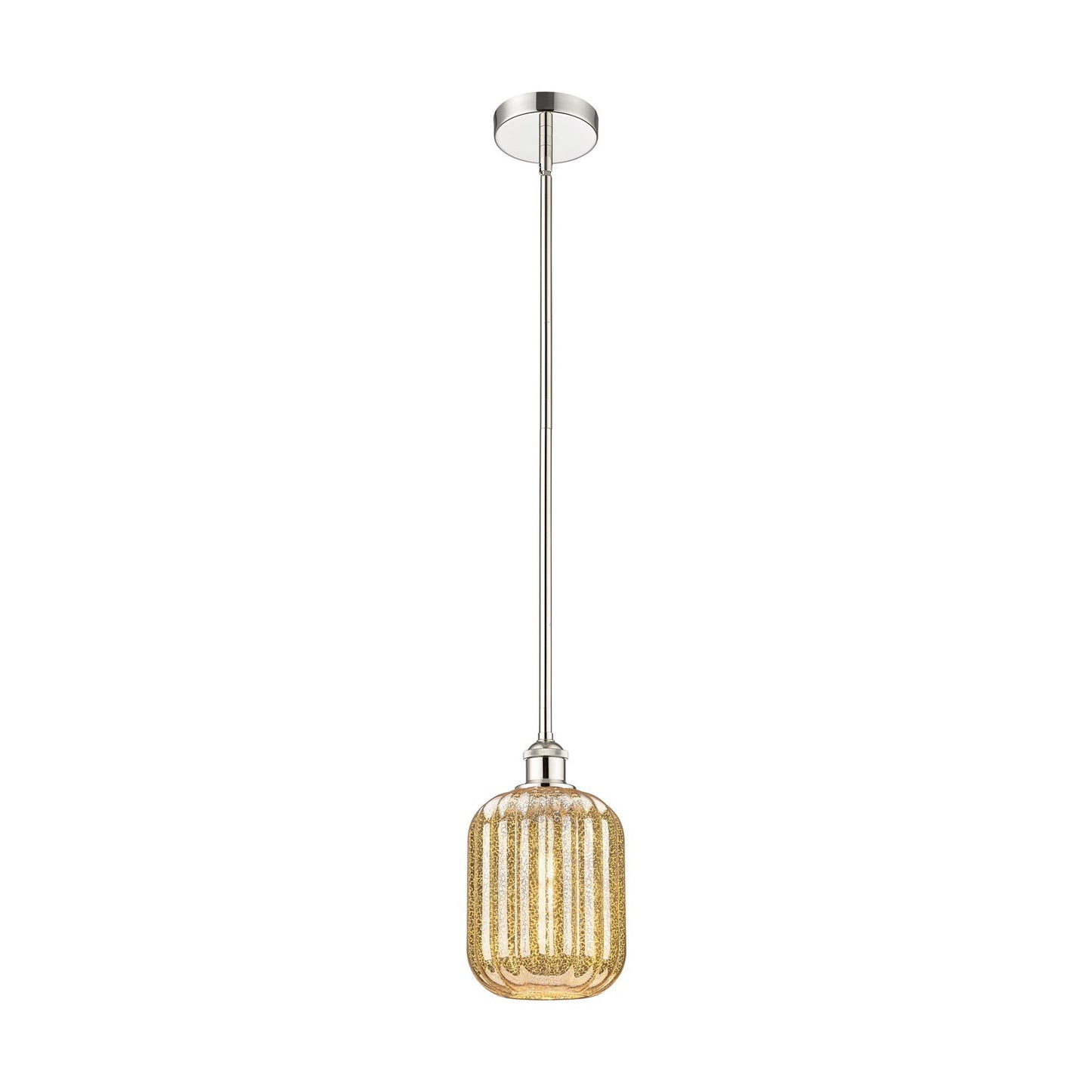 Innovations Preston Cylinder 7in 1-Light Mini Pendant | Industrial Polished Nickel Steel and Mercury Glass | Kitchen Island & | Model 616-1S-PN-G460-7ME