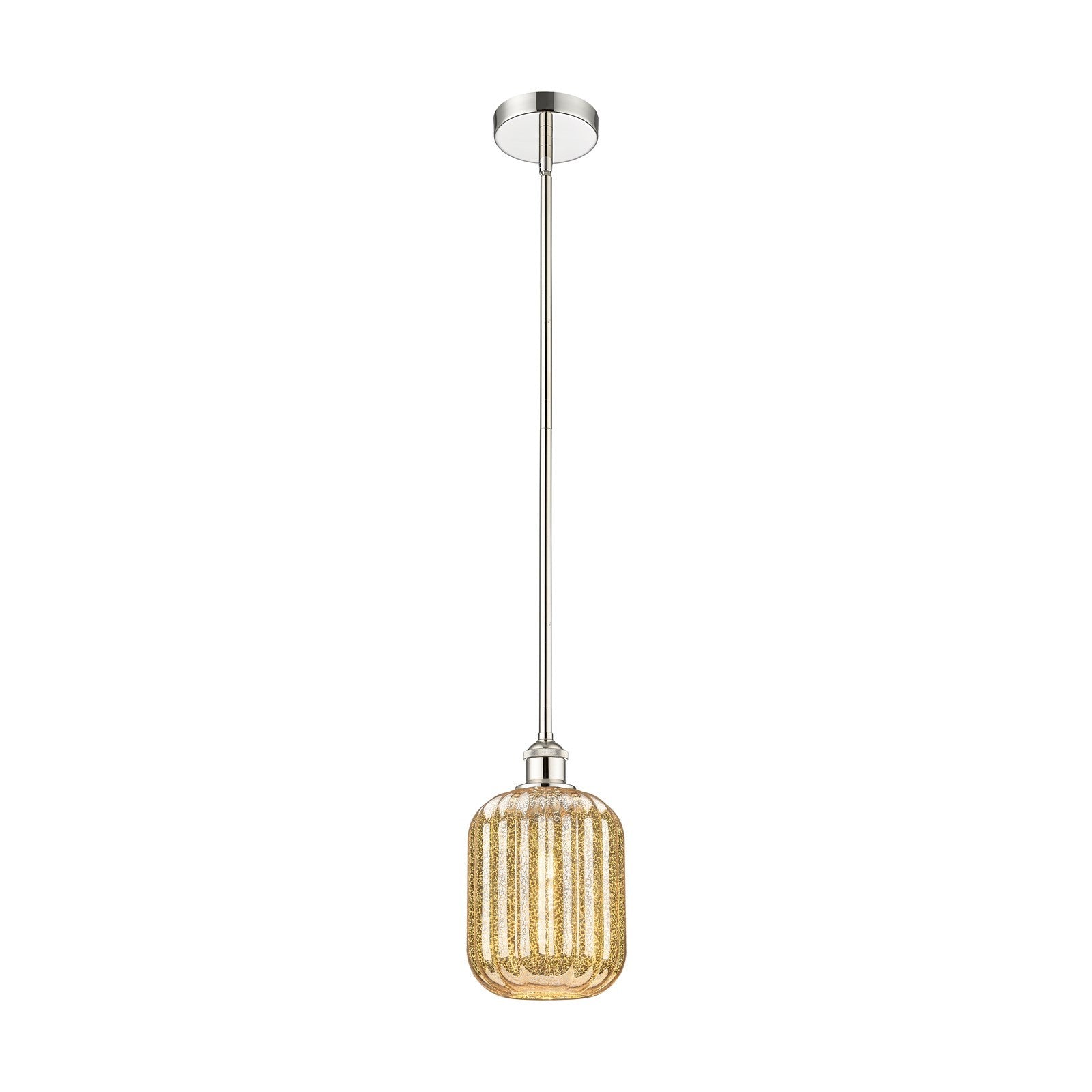 Innovations Preston Cylinder 7in 1-Light Mini Pendant | Industrial Polished Nickel Steel and Mercury Glass | Kitchen Island & | Model 616-1S-PN-G460-7ME