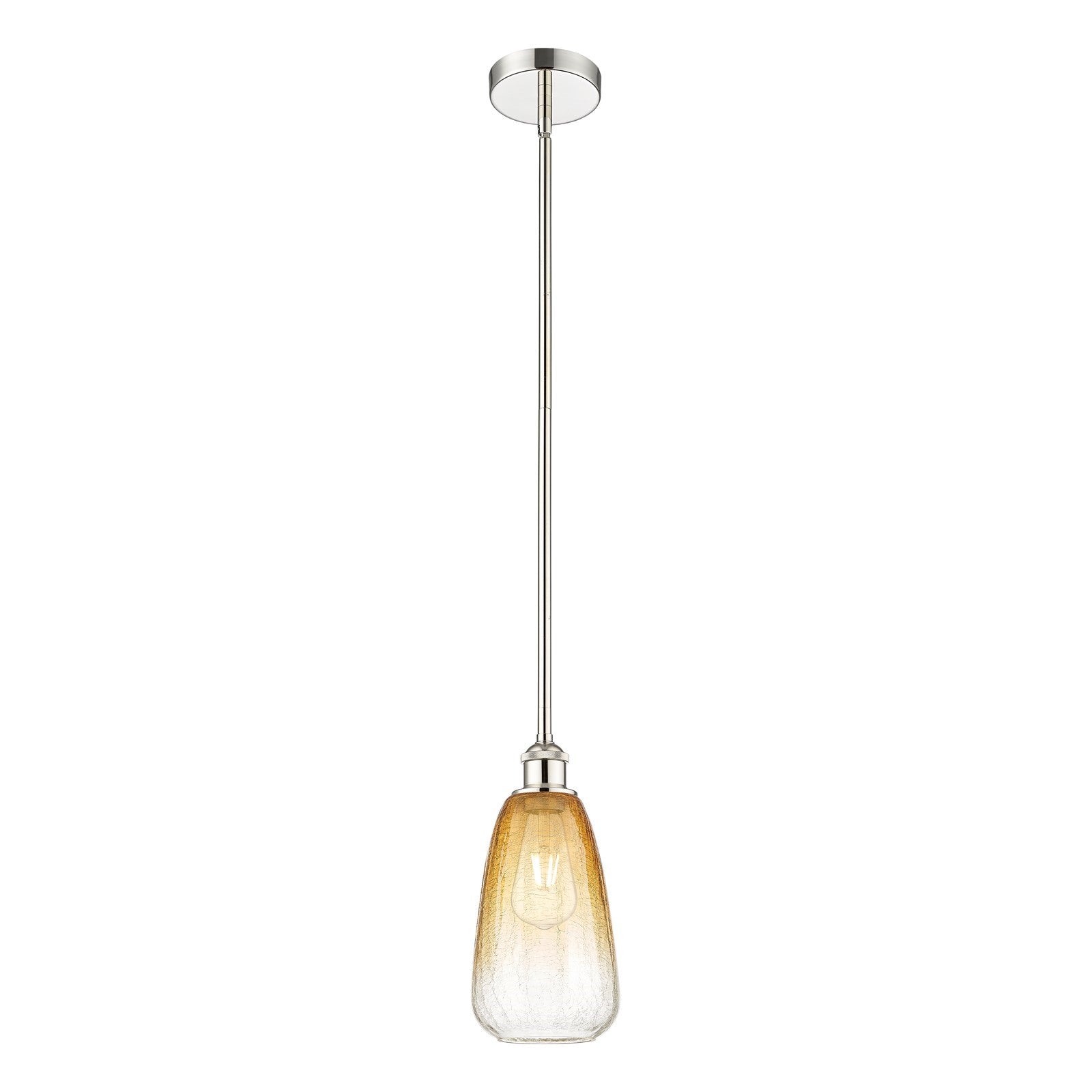 Innovations Brookhaven Almond 6in 1-Light Mini Pendant | Industrial Polished Nickel Steel and Amber Glass | Kitchen Island & | Model 616-1S-PN-G480-6AM