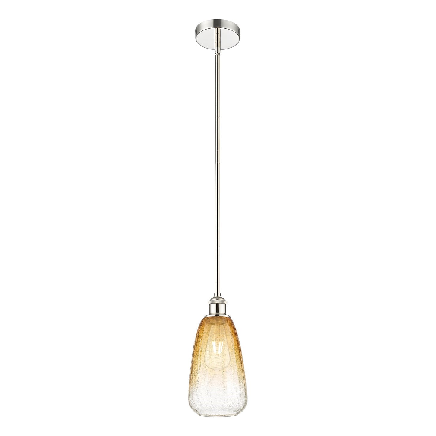 Innovations Brookhaven Almond 6in 1-Light Mini Pendant | Industrial Polished Nickel Steel and Amber Glass | Kitchen Island & | Model 616-1S-PN-G480-6AM