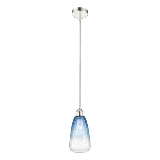 Innovations Brookhaven Almond 6in 1-Light Mini Pendant | Industrial Polished Nickel and Sapphire Blue Glass | Kitchen Island & | Model 616-1S-PN-G480-6SB