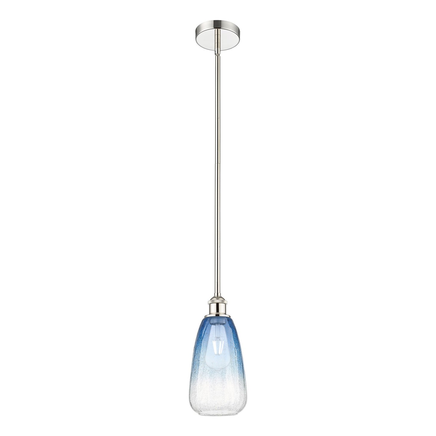 Innovations Brookhaven Almond 6in 1-Light Mini Pendant | Industrial Polished Nickel and Sapphire Blue Glass | Kitchen Island & | Model 616-1S-PN-G480-6SB
