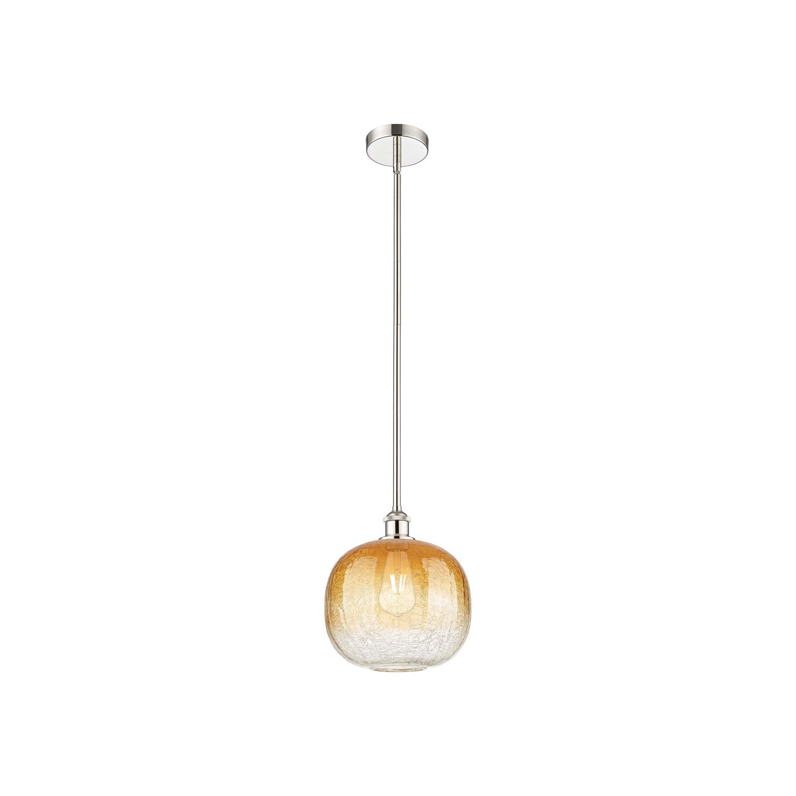 Innovations Brookhaven Sphere 11in 1-Light Mini Pendant | Industrial Polished Nickel Steel and Amber Glass | Kitchen Island & | Model 616-1S-PN-G481-10AM