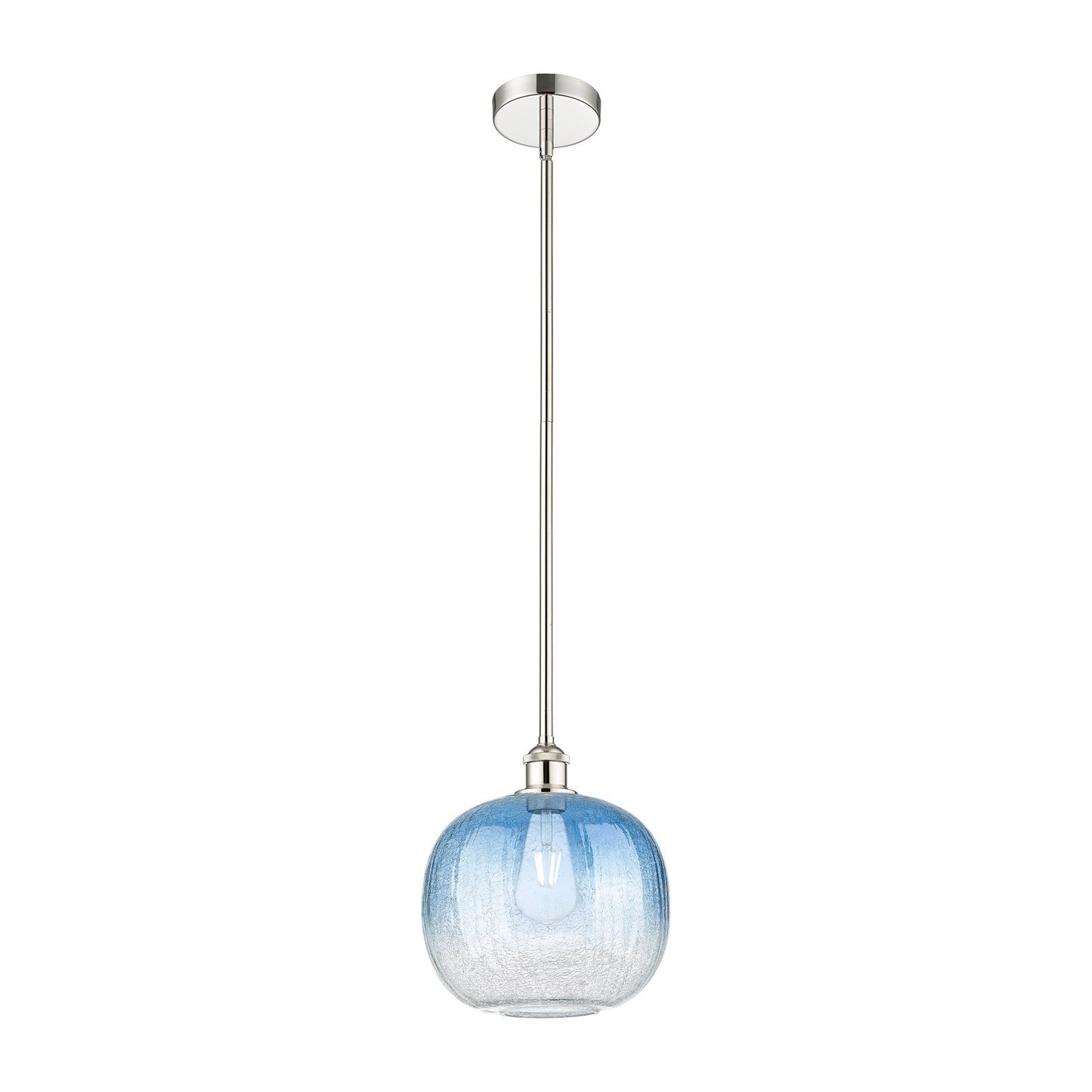 Innovations Brookhaven Sphere 10.5in 1-Light Mini Pendant | Industrial Polished Nickel and Sapphire Blue Glass | Kitchen | Model 616-1S-PN-G481-10SB