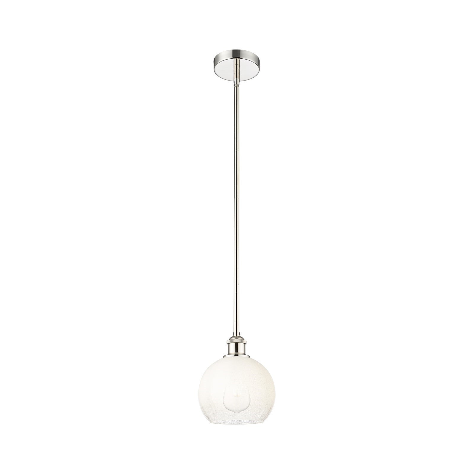 Innovations Brookhaven Globe 8in 1-Light Mini Pendant | Industrial Polished Nickel Steel and Opal Glass | Kitchen Island & | Model 616-1S-PN-G483-8OP