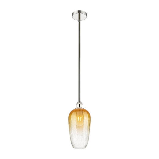 Innovations Brookhaven Flute 7in 1-Light Mini Pendant | Industrial Polished Nickel Steel and Amber Glass | Kitchen Island & | Model 616-1S-PN-G484-7AM