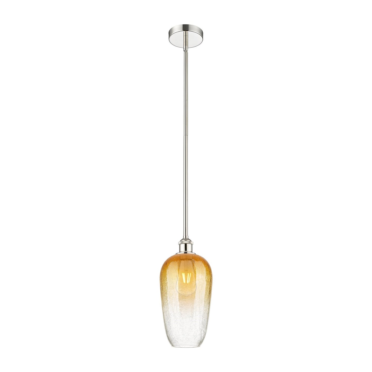Innovations Brookhaven Flute 7in 1-Light Mini Pendant | Industrial Polished Nickel Steel and Amber Glass | Kitchen Island & | Model 616-1S-PN-G484-7AM