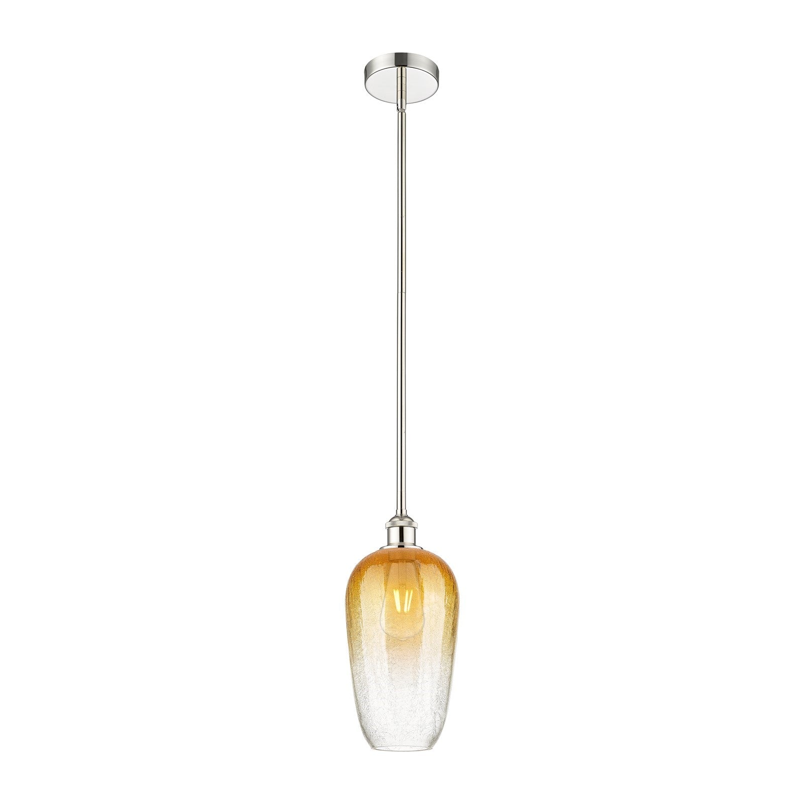 Innovations Brookhaven Flute 7in 1-Light Mini Pendant | Industrial Polished Nickel Steel and Amber Glass | Kitchen Island & | Model 616-1S-PN-G484-7AM