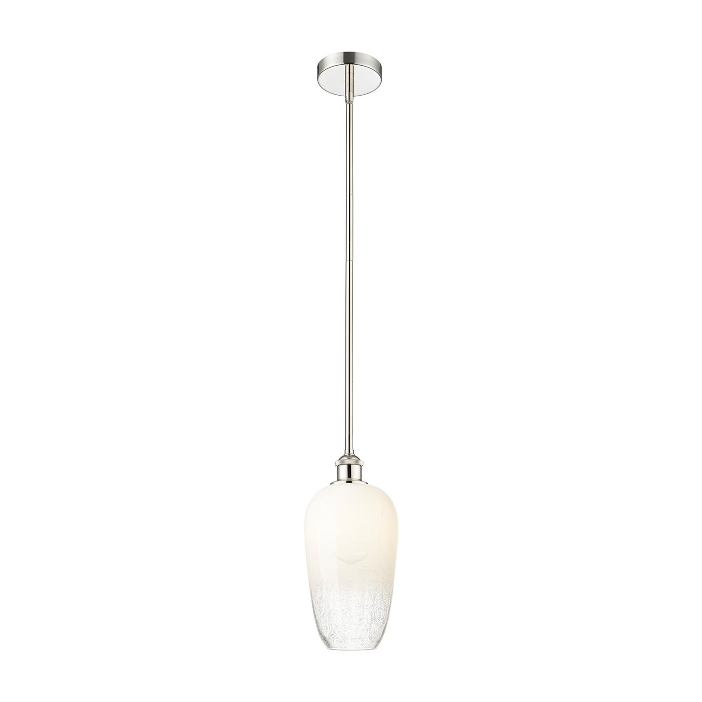 Innovations Brookhaven Flute 7in 1-Light Mini Pendant | Industrial Polished Nickel Steel and Opal Glass | Kitchen Island & | Model 616-1S-PN-G484-7OP