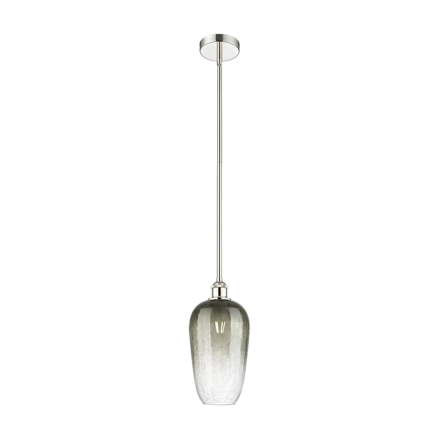 Innovations Brookhaven Flute 7in 1-Light Mini Pendant | Industrial Polished Nickel Steel and Slate Glass | Kitchen Island & | Model 616-1S-PN-G484-7SL