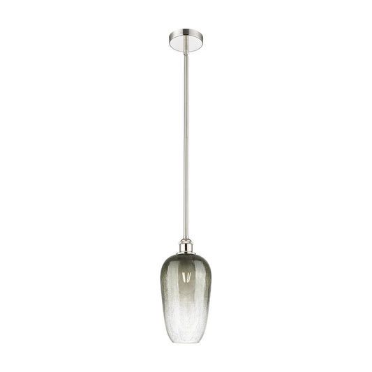 Innovations Brookhaven Flute 7in 1-Light Mini Pendant | Industrial Polished Nickel Steel and Slate Glass | Kitchen Island & | Model 616-1S-PN-G484-7SL