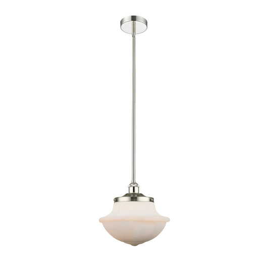 Innovations Oxford 12in 1-Light Mini Pendant | Industrial Polished Nickel Steel and Matte White Frosted Glass | Kitchen Island & | Model 616-1S-PN-G541