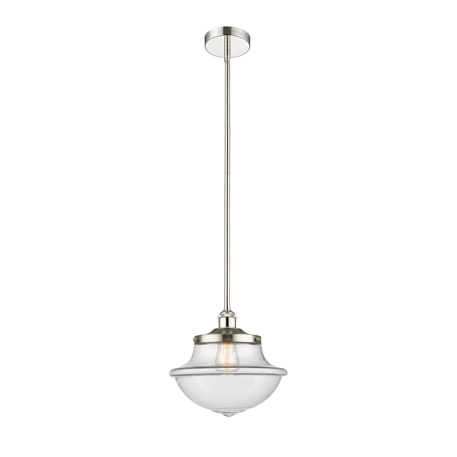 Innovations Oxford 12in 1-Light Mini Pendant | Industrial Polished Nickel Steel and Clear Glass | Kitchen Island & Dining Room | Model 616-1S-PN-G542